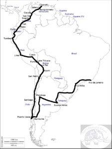 The final route of the trip through South America