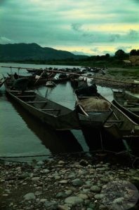 boats on the river banks of mekong river