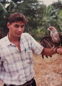 ken with hawk on arm in thailand