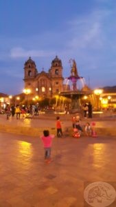 plaza de armas in the evening cusco peru