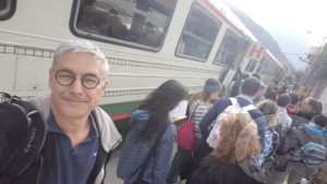 ken on train to machu picchu