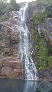 on the lakes in southern chile, waterfall