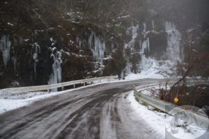 icy road in japan